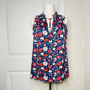 Kate Spade - 100% Silk Sleeveless Floral Tie Neck Blouse -S- Great condition!